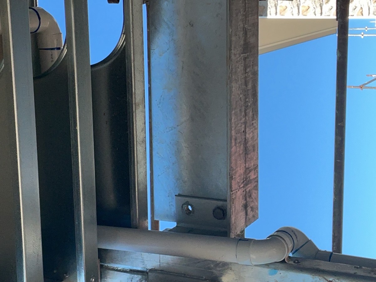 Missing bolts at a steel post, recorded during a frame inspection in Leppington
